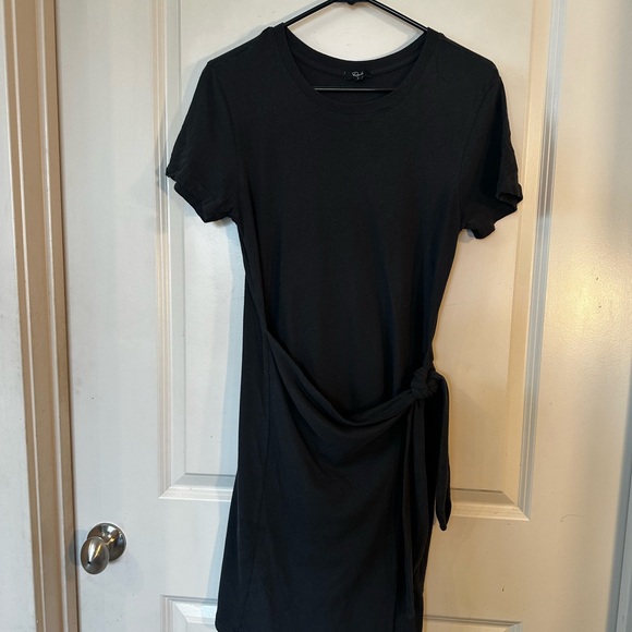 Rails Edie Black Cotton Hersey Wrap Waist T- Shirt Dress, Small - Picture 12 of 13